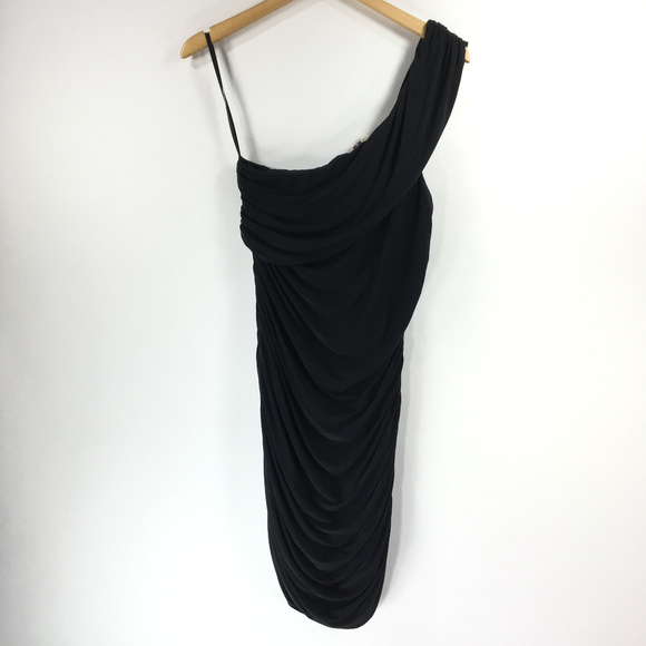 Black One Shoulder Draped Dress